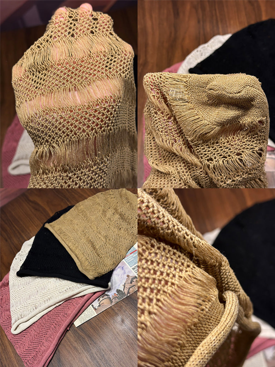藝術風夏季針織寬鬆毛帽