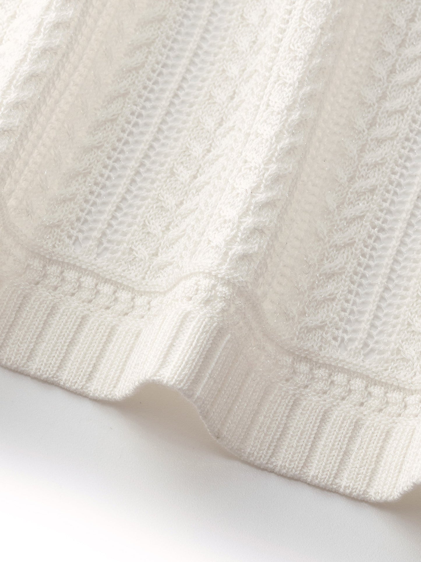Tencel Blend Openwork Women Flared Sleeve Cardigan