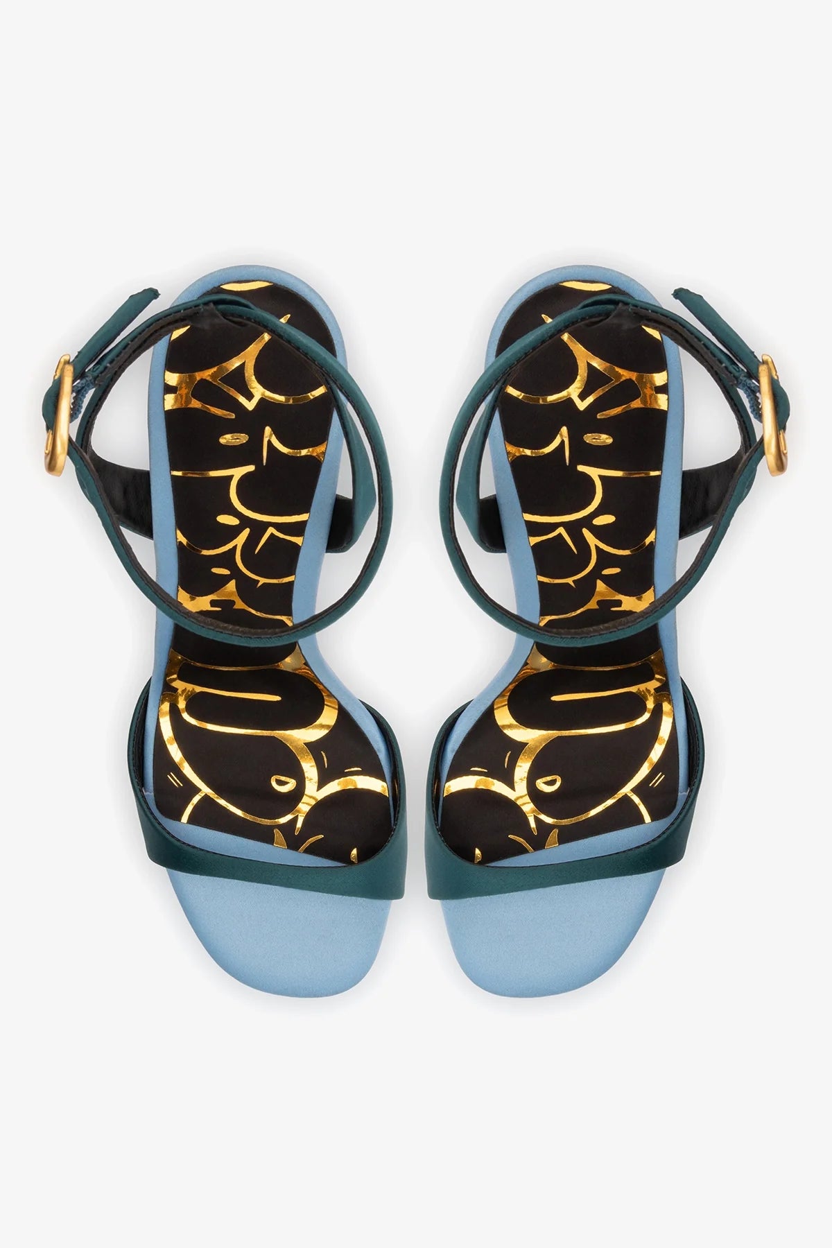Freya Sandal Teal Satin
