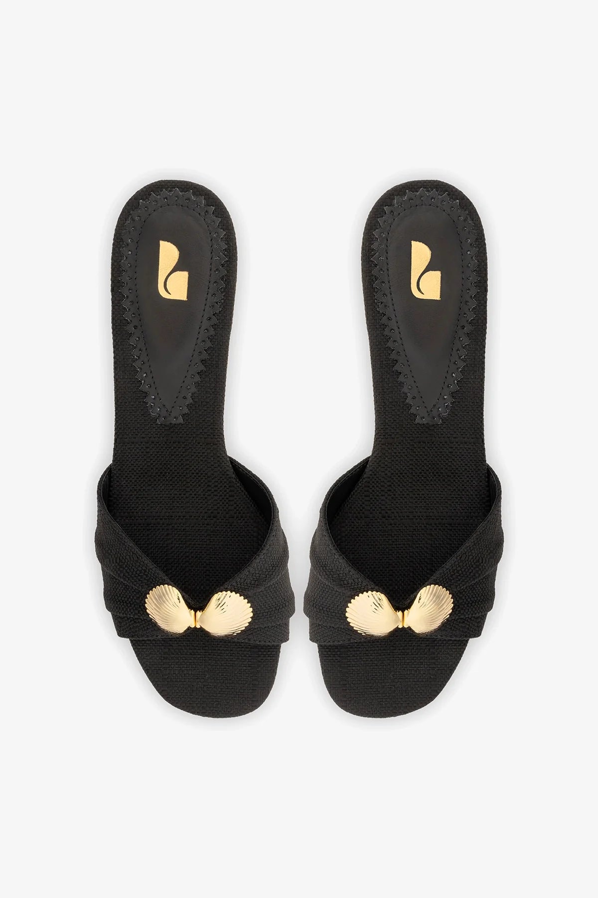 Coquile Mule Black Raffia
