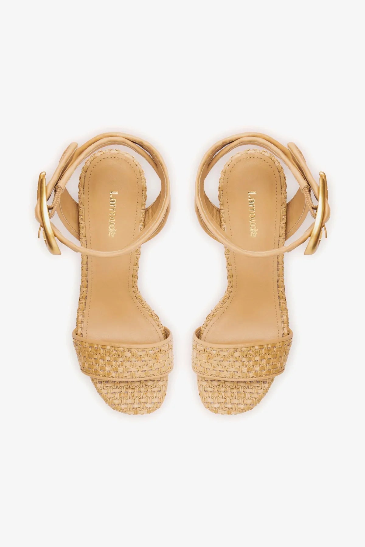 Dolly Verona Sandal In Beige Leather and Natural Raffia