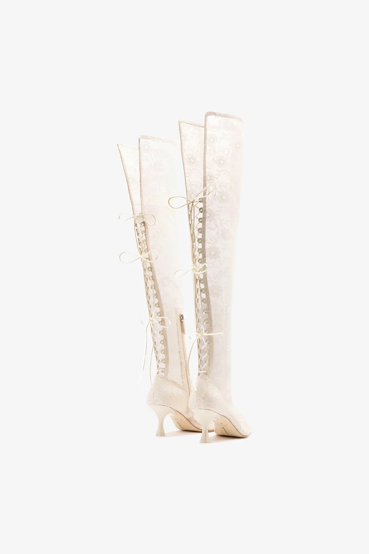 Larroudé x Markarian: Ines Lace-up Boot White Lace