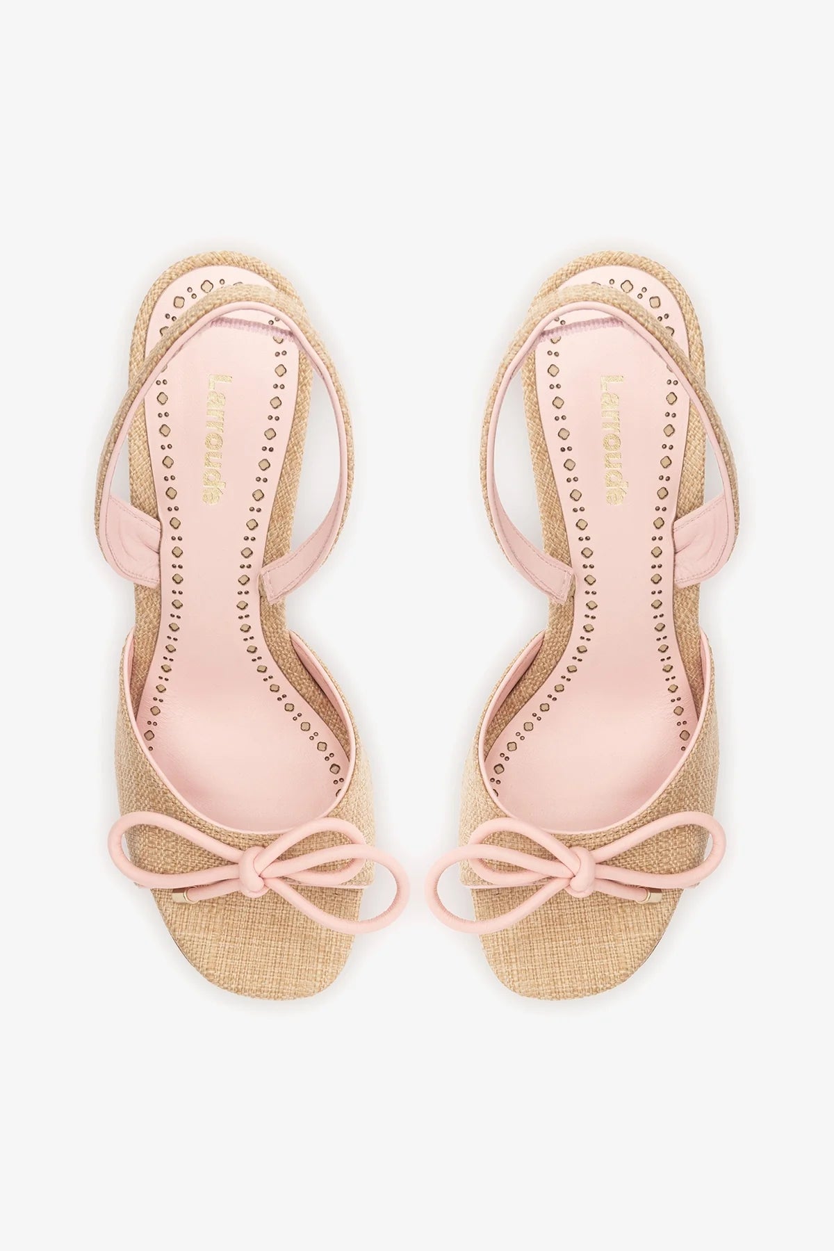 Lady Sandal In Beige Raffia And Tulip Leather