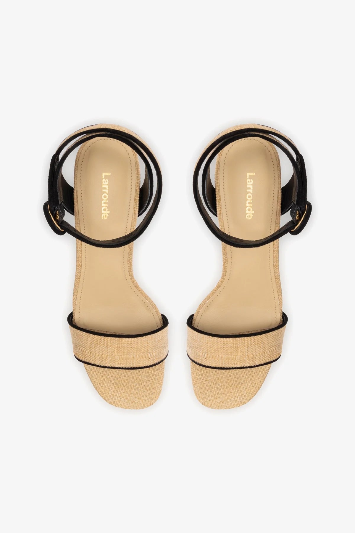 Dolly Low Sandal In Beige Raffia and Black Trimming