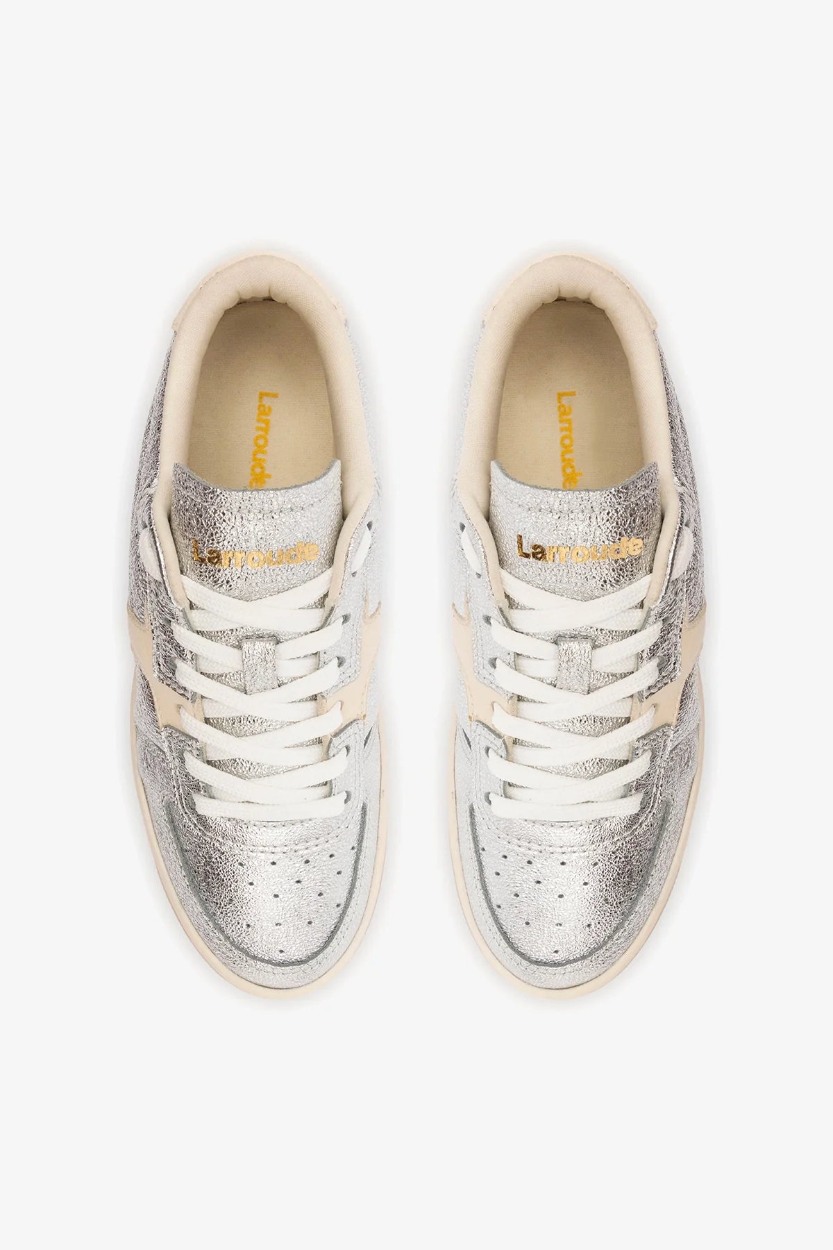 George Sneaker In Silver Sparkle Leather and Ivory Leather