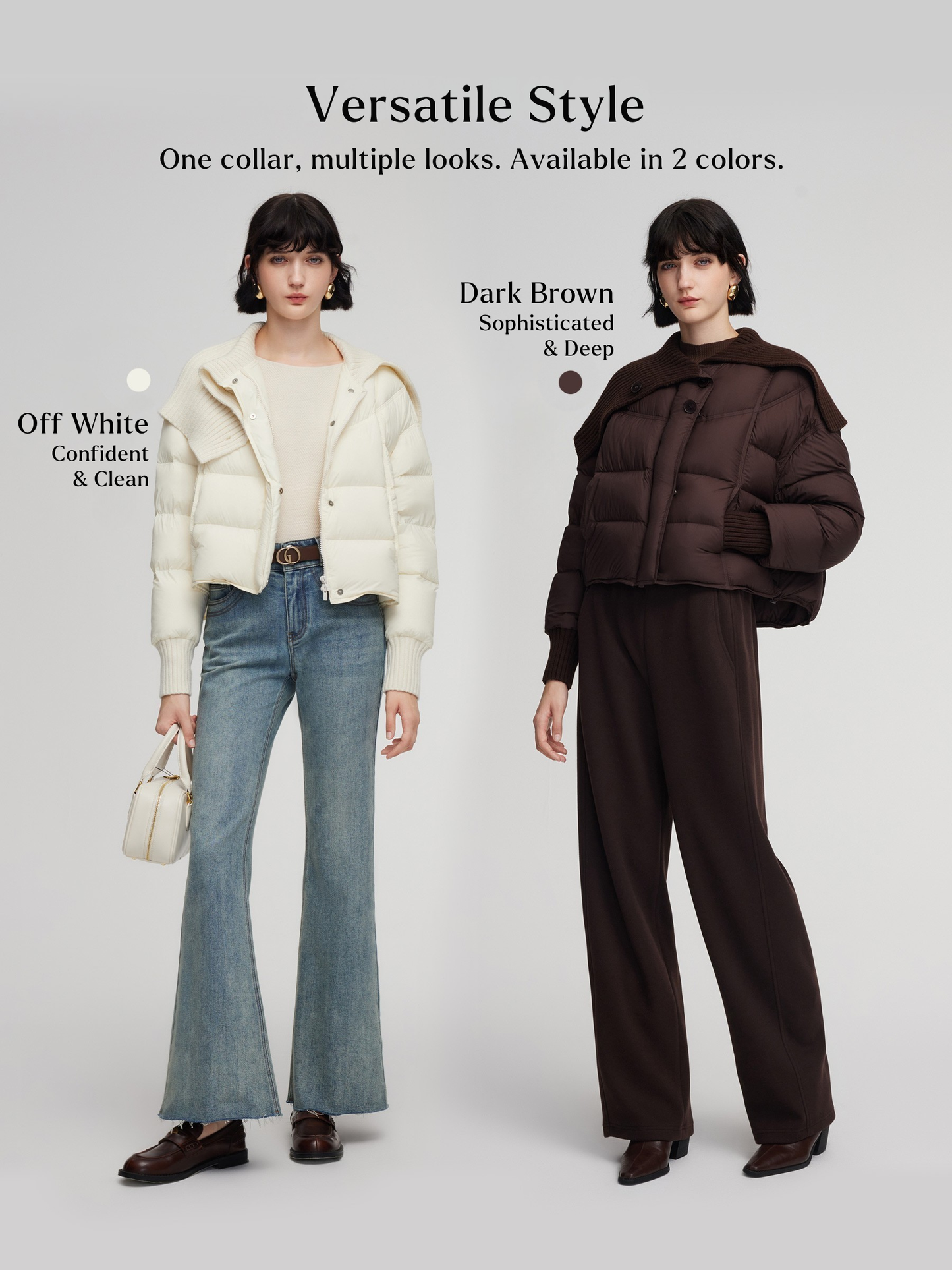 Cocoon Knitted Convertible Collar Goose Down Jacket