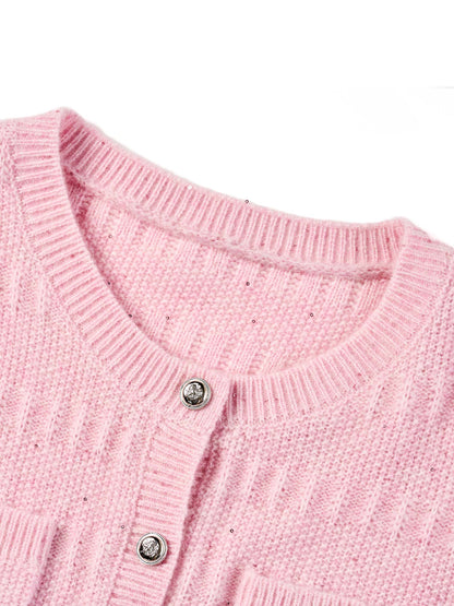 [Preview] Wool Blend Round Neck Women Cardigan