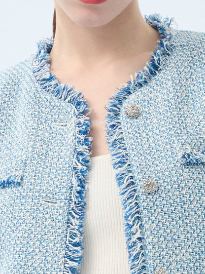 Tweed Fringe Trim Women Jacket