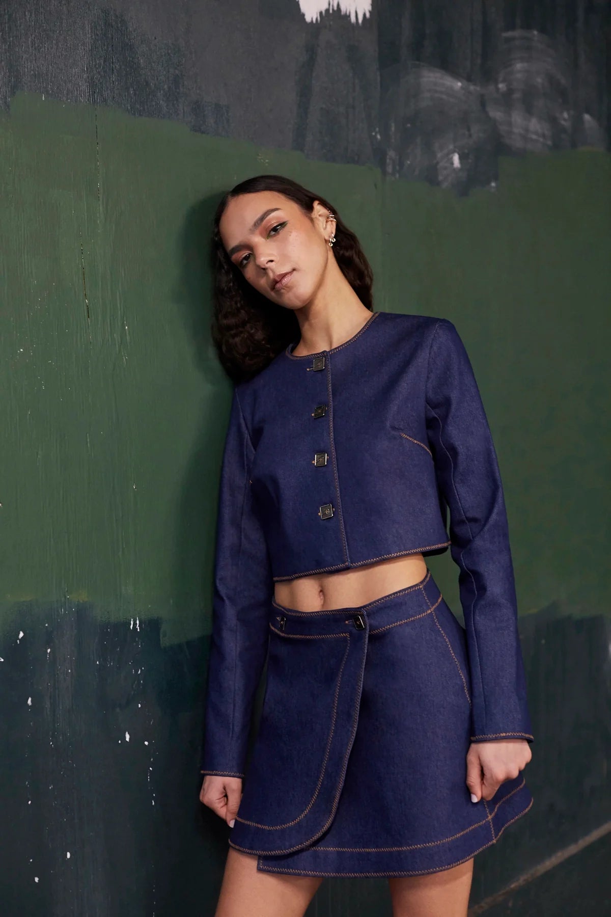 Marina Mini Skirt In Blue Denim