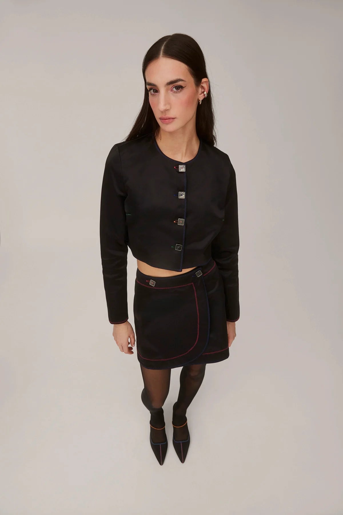 Marina Mini Skirt In Black Satin