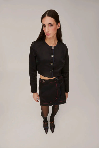 Marina Mini Skirt In Black Satin