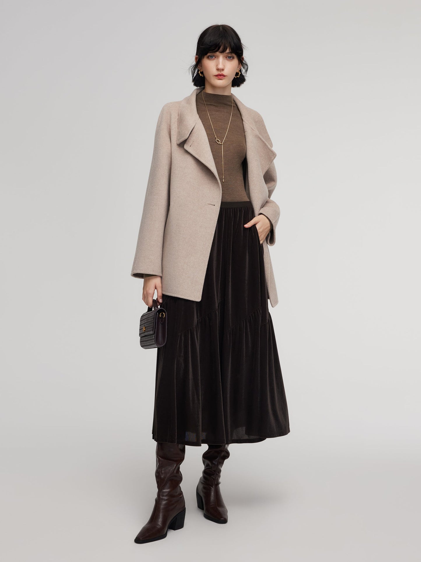 Velvet A-Line Elastic Waist Women Skirt