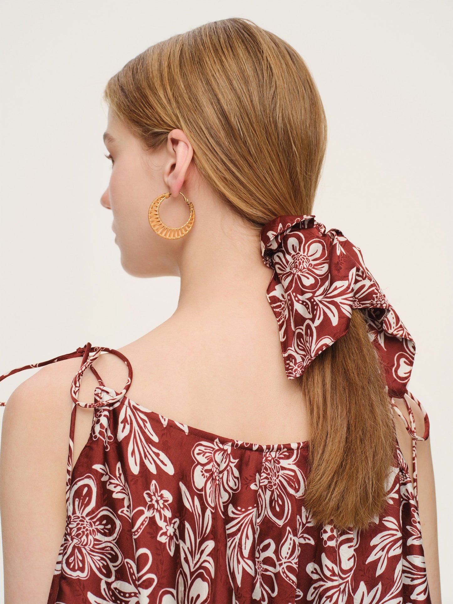 Marigold Floral Print Cold Shoulder Women Strap Maxi Dress
