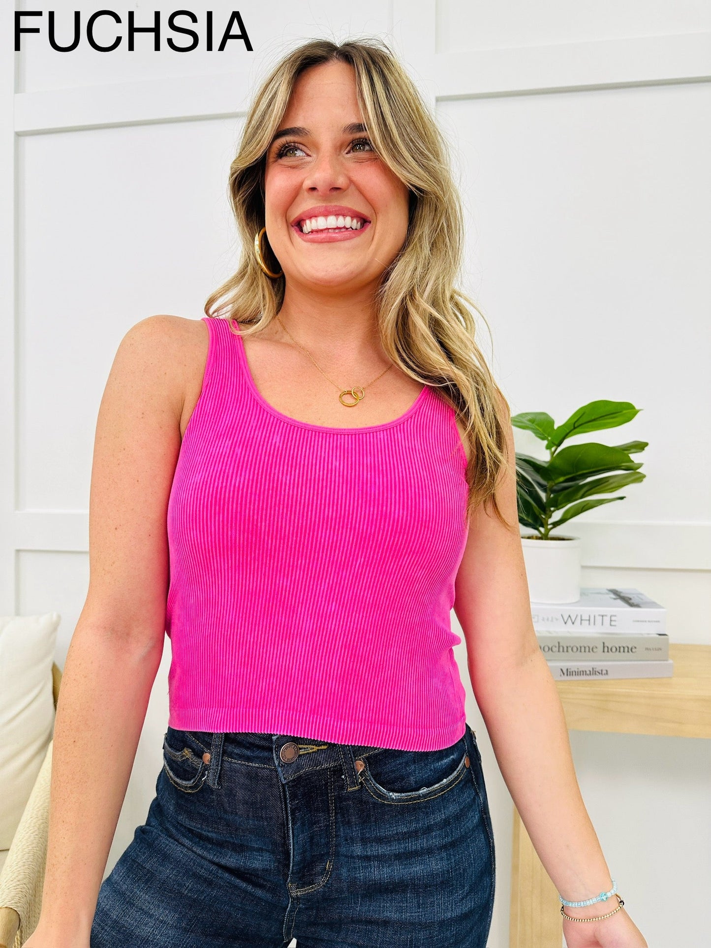 Seamless Reversible Stonewashed Ribbed Tank Top in Multiple Colors