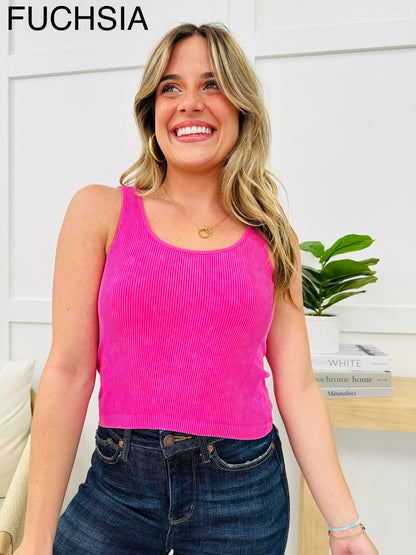 Seamless Reversible Stonewashed Ribbed Tank Top in Multiple Colors