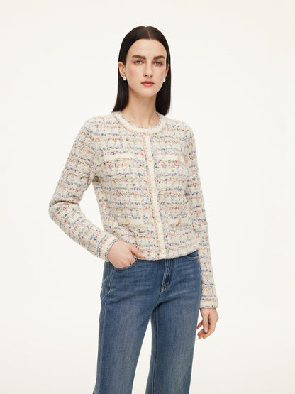 Wool Blend Jacquard Women Cardigan