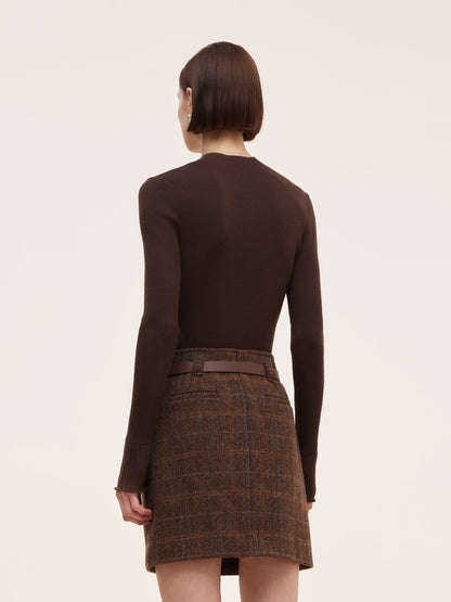 100% Machine Washable Wool Mock Neck Women Knit Top
