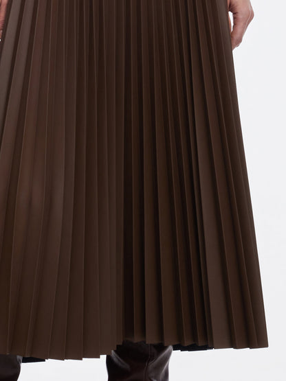 PU Leather Pleated A-Line Women Skirt