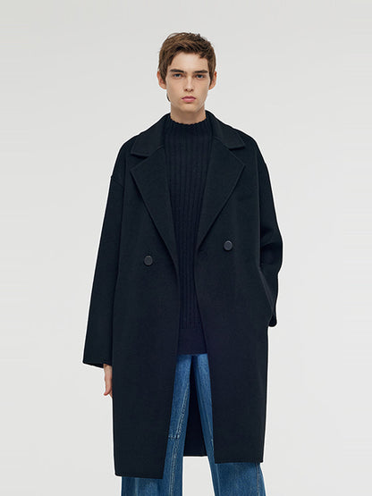 Wool Cashmere Double-Faced Unisex Mid-Length Coat