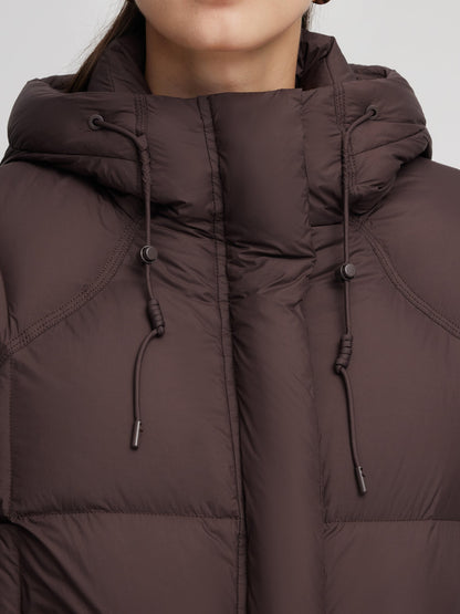 Lightweight Drawstring Hem Hooded Goose Down Jacket