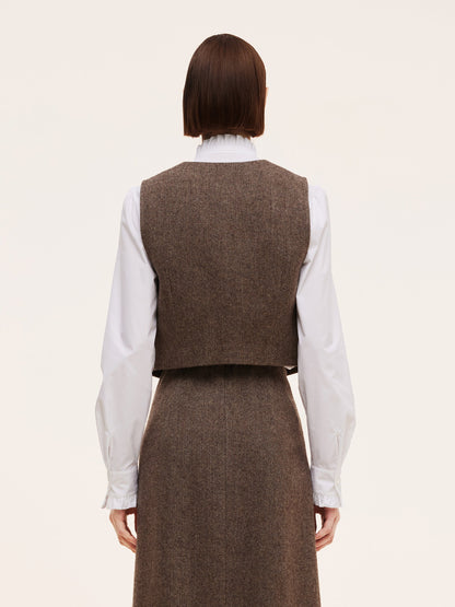 100% Washable Wool V-Neck Women Vest