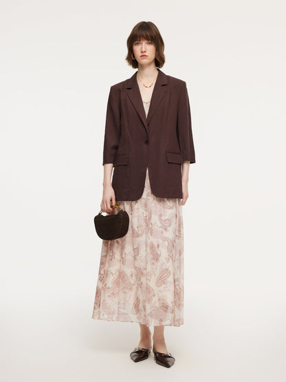 Linen Blend Women 3/4 Sleeve Blazer