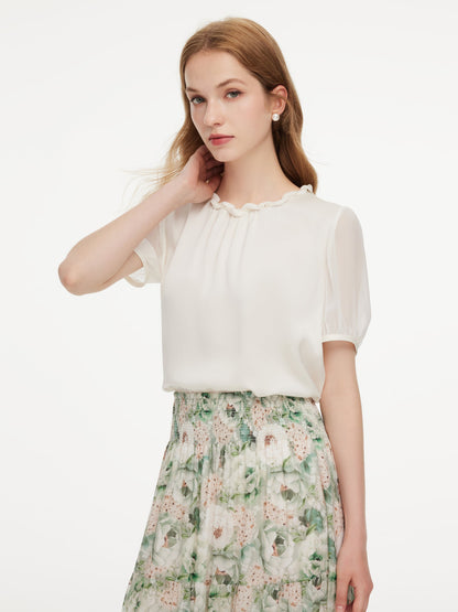 22MM Mulberry Silk Twisted Round Neck Women Blouse