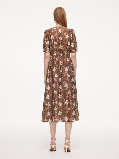 Tencel Blend Floral Print Twist Front Women Maxi Dress