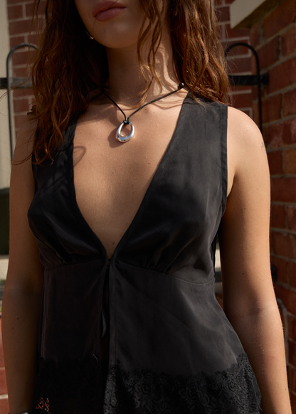 AFENDS Womens Sinclair - Cupro Tie Top - Black
