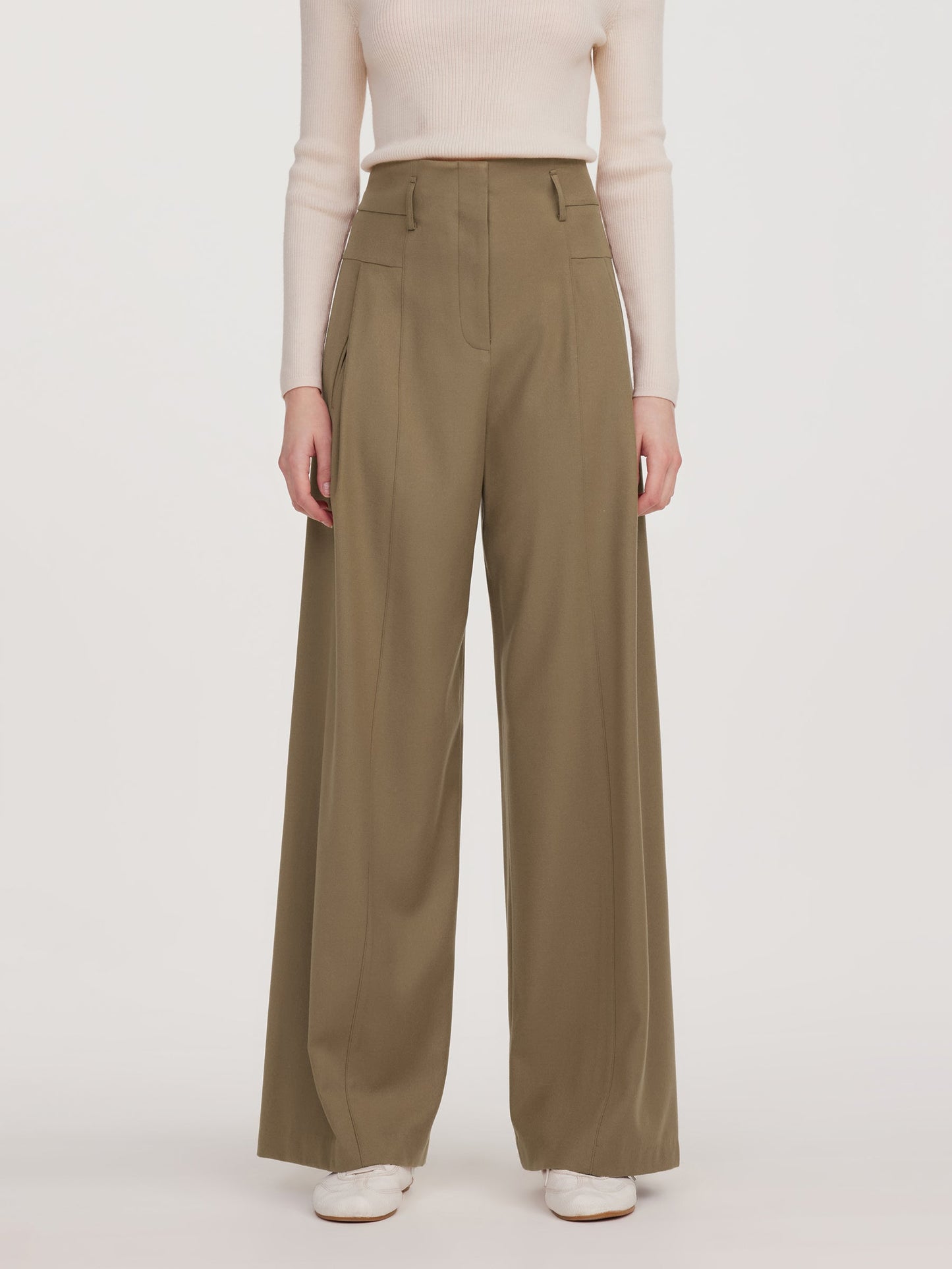 Cashmere Wool Blend Women Wide Leg Pants