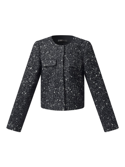 Wool Blend Round Neck Women Jacket