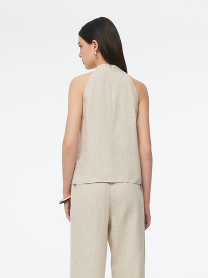 100% Linen Women Halter Tank Top