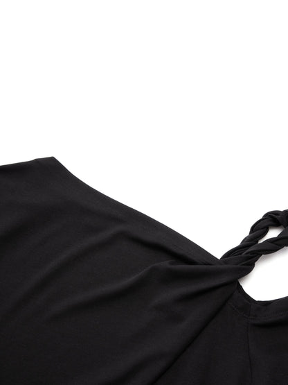 Tencel Blend Stretch One-Shoulder Women Knit Top