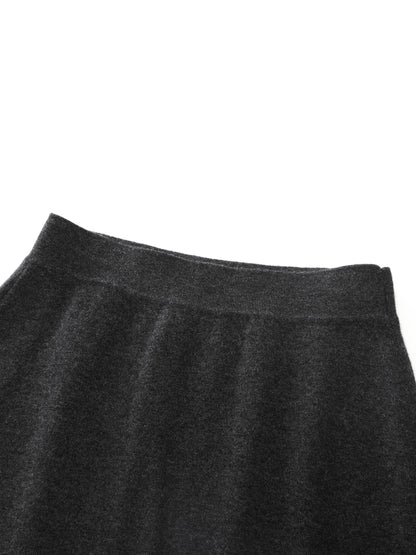 Wool Blend Back Slit Women Knit Skirt