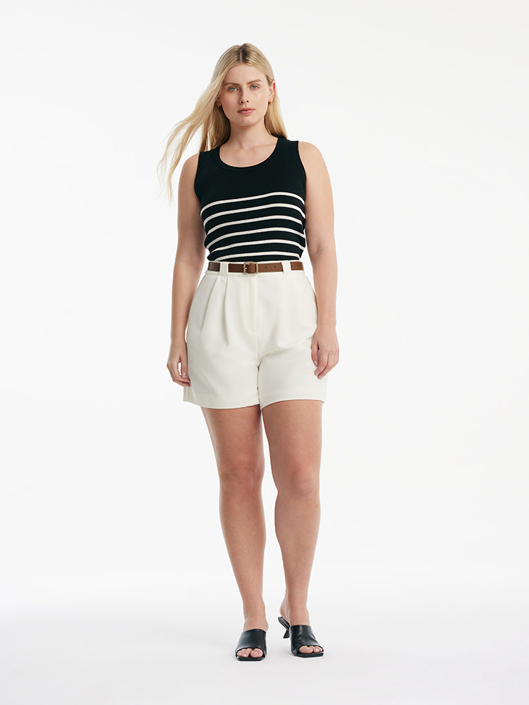 Acetate Cotton Knitted Striped Tank Top