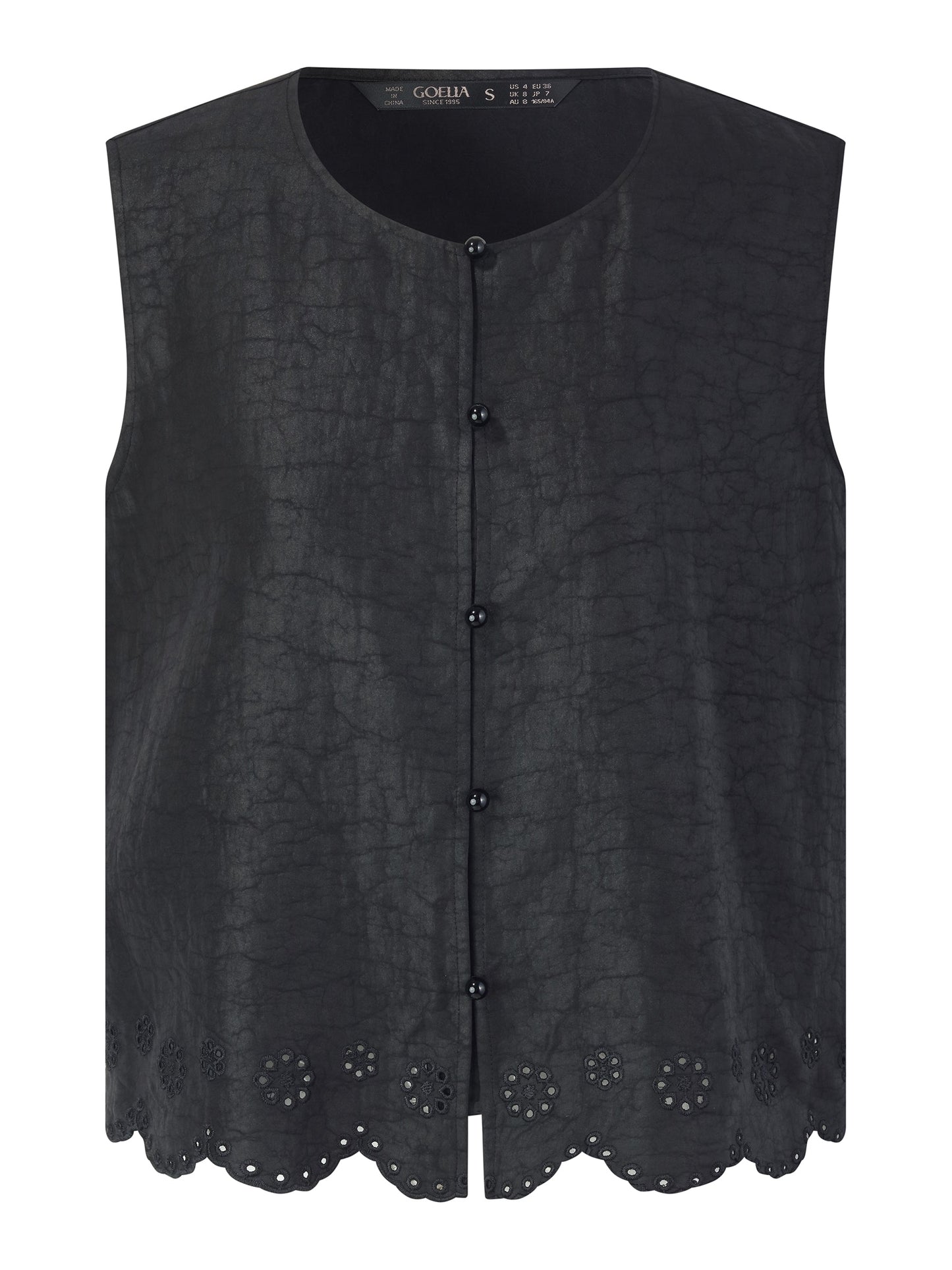 18MM Gambiered Canton Gauze Women Embroidered Hem Vest
