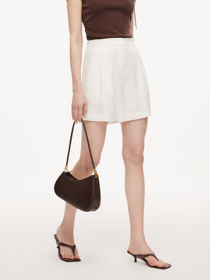 100% Linen Women A-Line Shorts