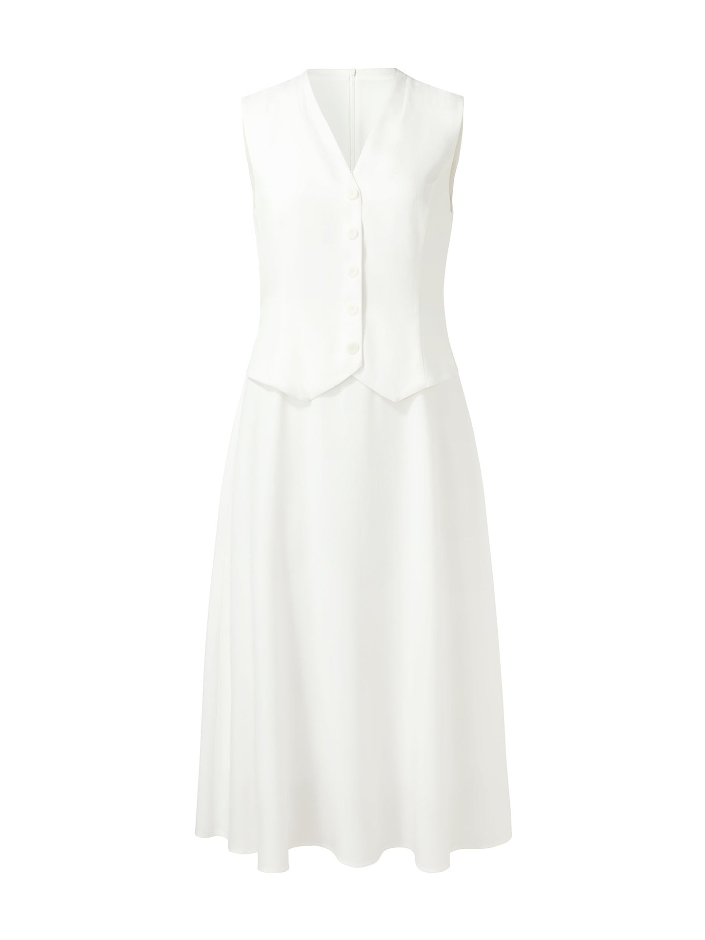 100% Acetate Faux-Layered Women Vest Maxi Dress