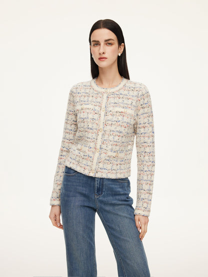 Wool Blend Jacquard Women Cardigan