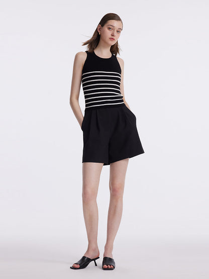 Acetate Cotton Knitted Striped Tank Top