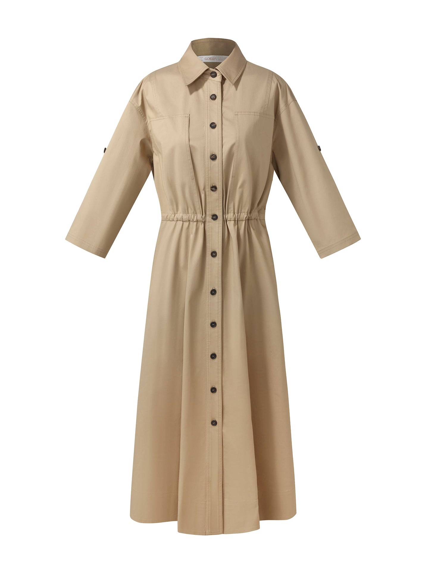 Cotton Drawstring Waist Women Trench Coat