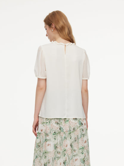 22MM Mulberry Silk Twisted Round Neck Women Blouse