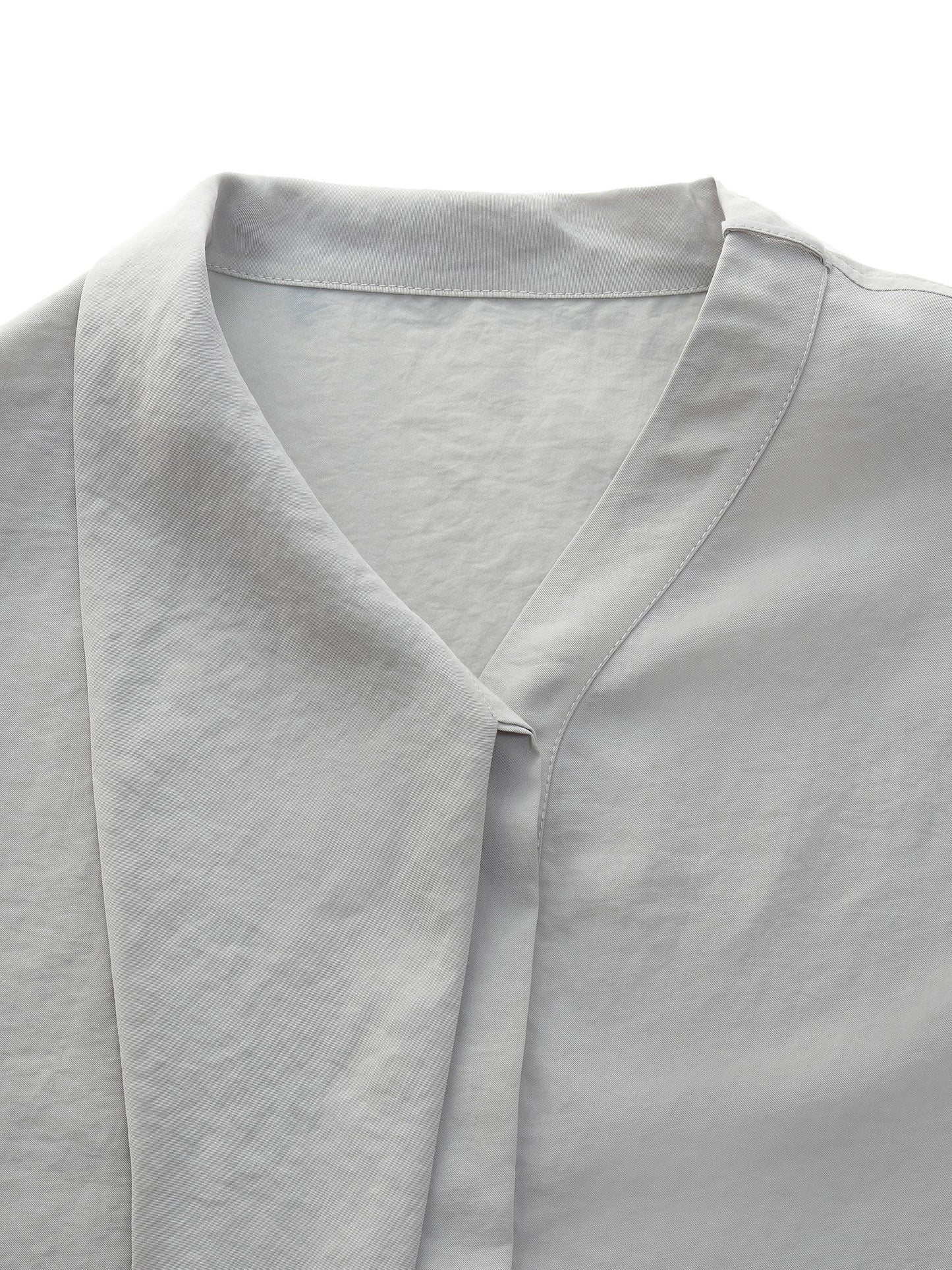 Triacetate Blend Ribbon Neck Women Sleeveless Blouse