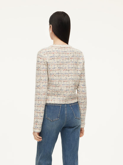 Wool Blend Jacquard Women Cardigan