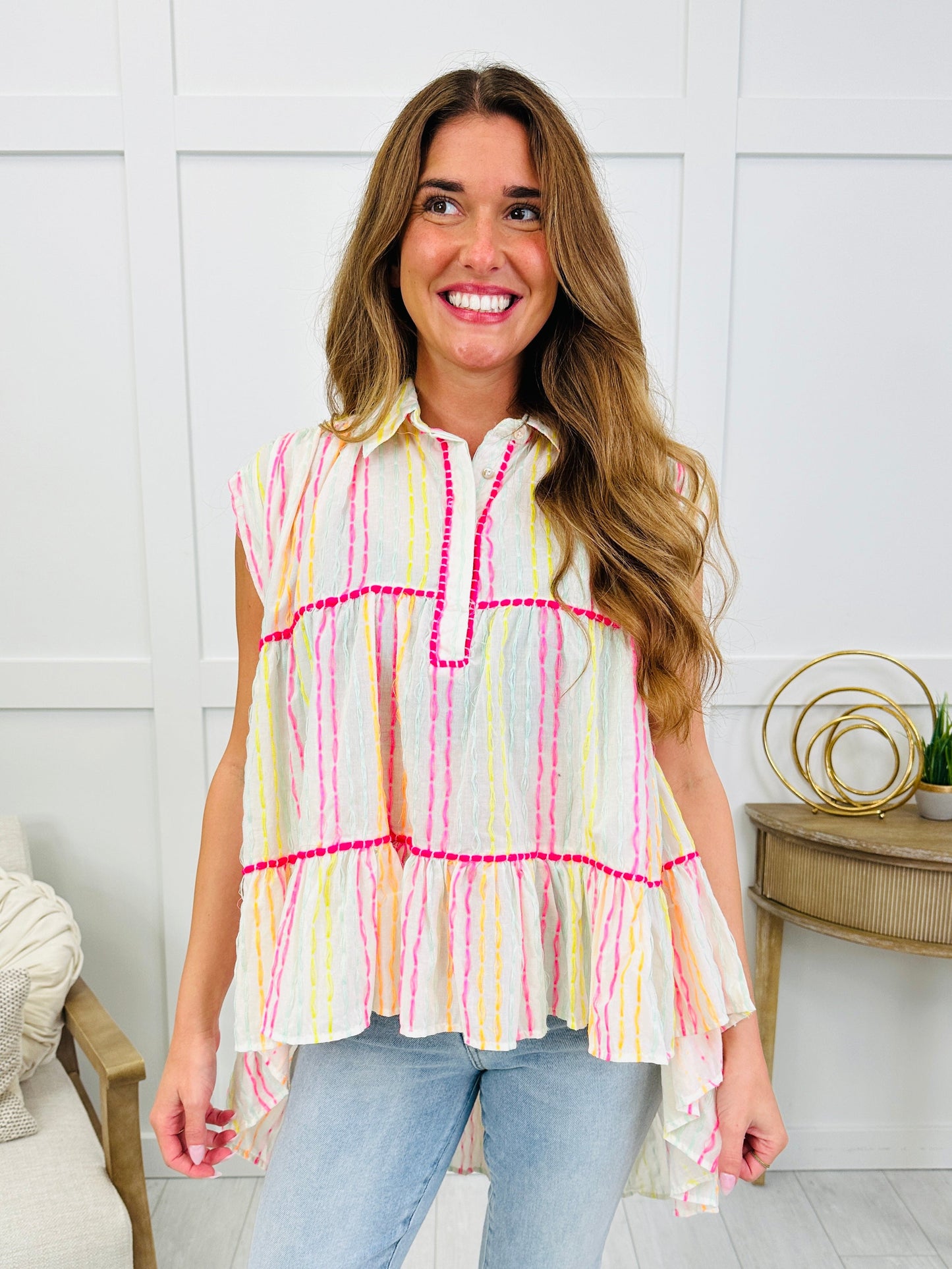 Leave A Little Magic Top In Ivory Multi