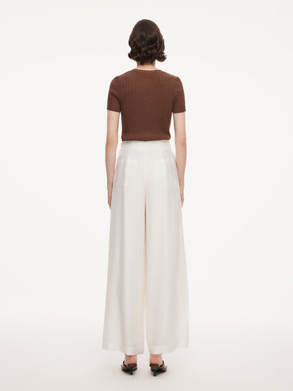 Lyocell Acetate Linen Blend Tie Front Women Pants