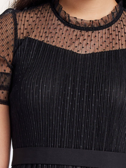 Short Sleeve Tulle Tiered Maxi Dress