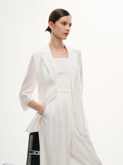 Tencel Acetate Blend 3/4 Sleeve Women Blazer