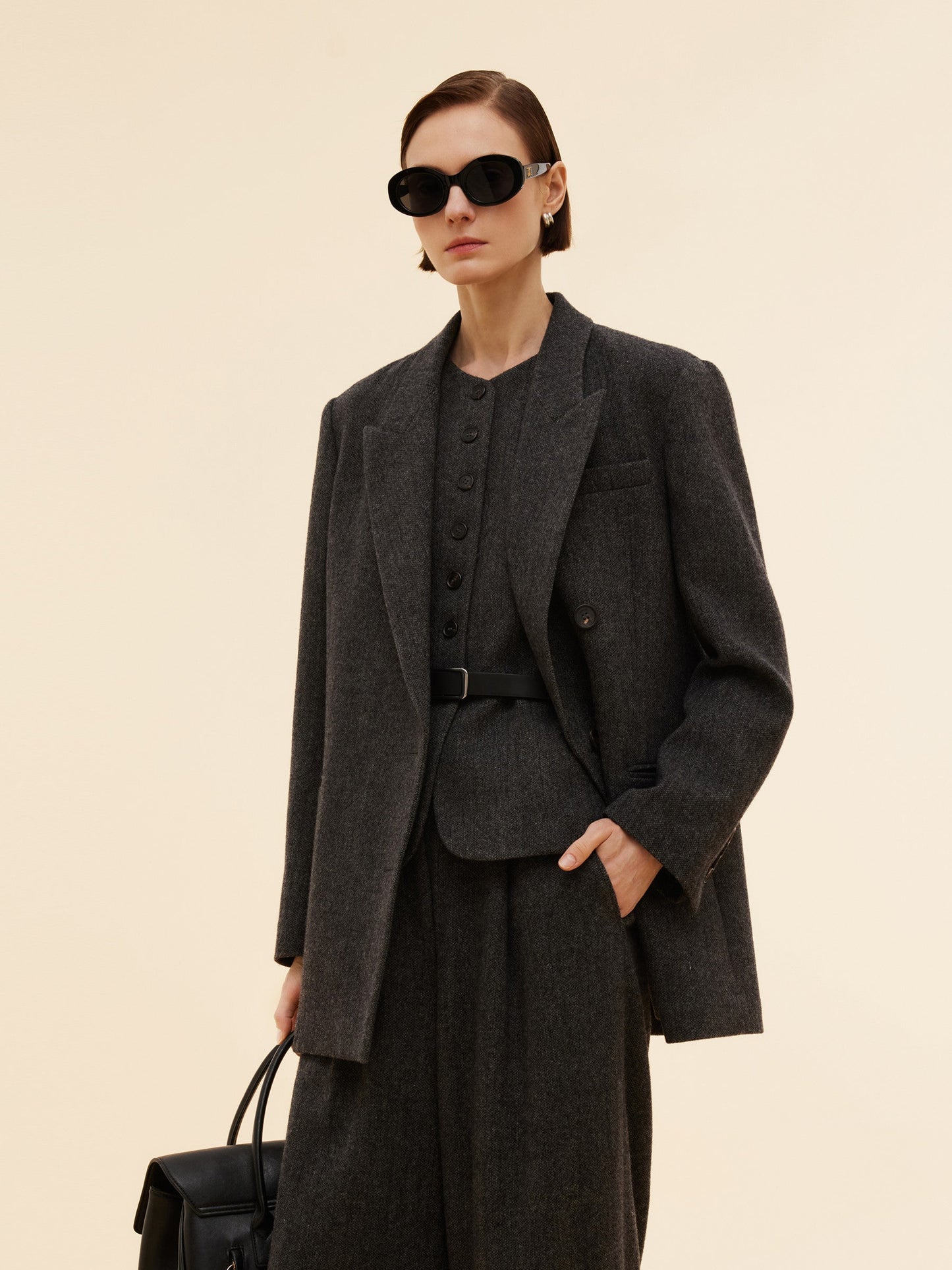 100% Washable Wool Notched Collar Women Blazer