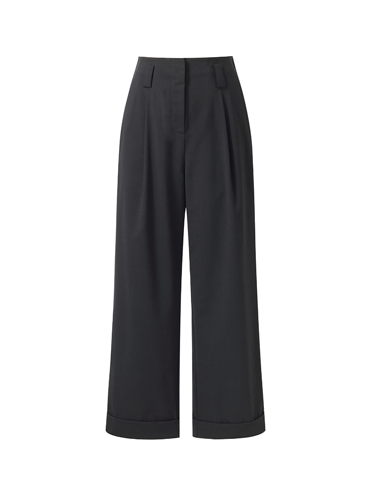 Machine Washable Wool Blend Women Straight Ankle Length Pants